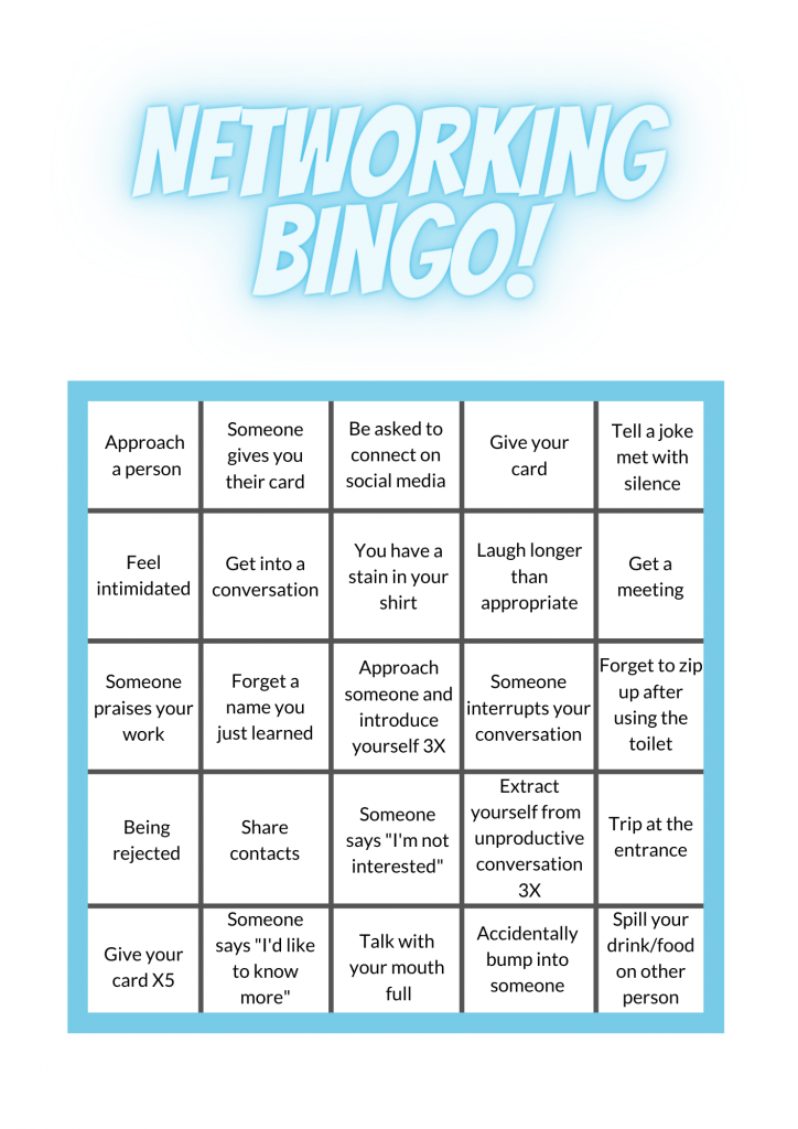 A BINGO card with a Networking theme to the squares.