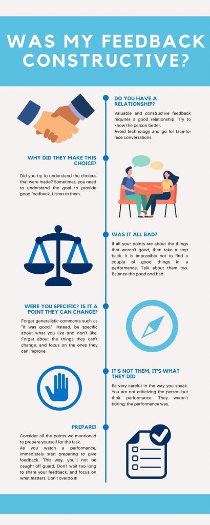 An infographic on constructive feedback